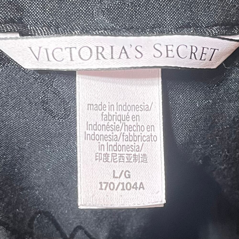 Victoria's Secret Signature Satin Pajama Set Large Black Long Sleeve/Pants EUC!! - Picture 5 of 5